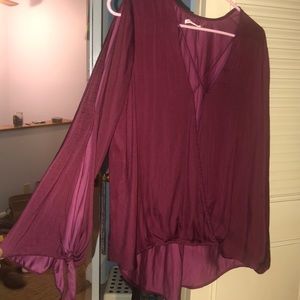 Wine Colored Long Sleeve Open Top